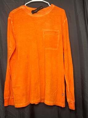 Edgar + Ash Men's Orange Acid Wash Long Sleeve Pocket T-Shirt